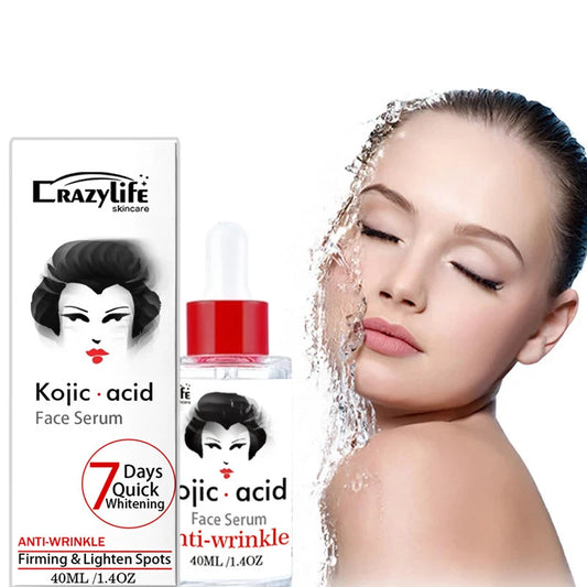 GuanJing Kojic Acid Face Serum 40ml Brighten Moisturizing Essence Skin Care Glycerol Niacinamide Hyaluronic Acid Serum