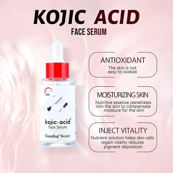 GuanJing Kojic Acid Face Serum 40ml Brighten Moisturizing Essence Skin Care Glycerol Niacinamide Hyaluronic Acid Serum