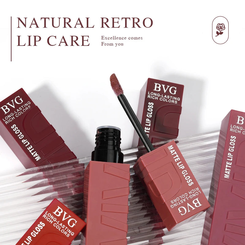 Multi-color matte lasting lip gloss lip gloss, non-greasy, non-fading, high-end warm colors, rich makeup liquid lipstick.