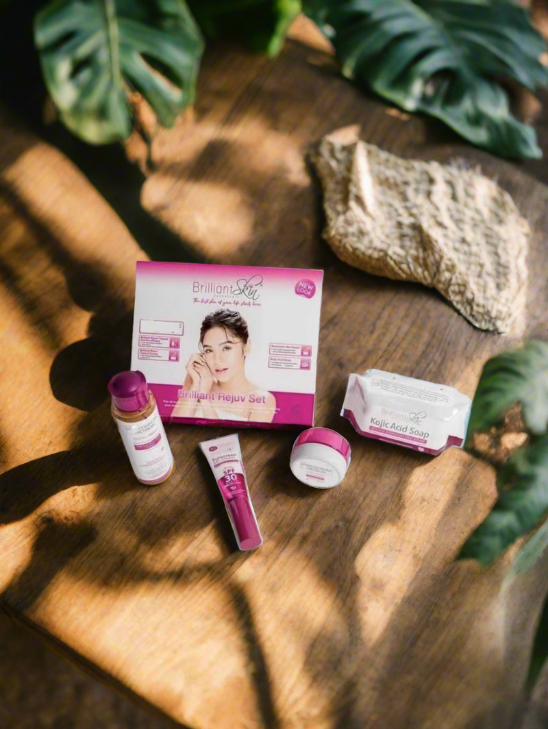 Brilliant Skin
Brilliant Rejuv Set 4 in 1 Skin Whitening and Brightening Set for Face and Body Includes Sunscreen Soap Toner and Cream For All Skin Types