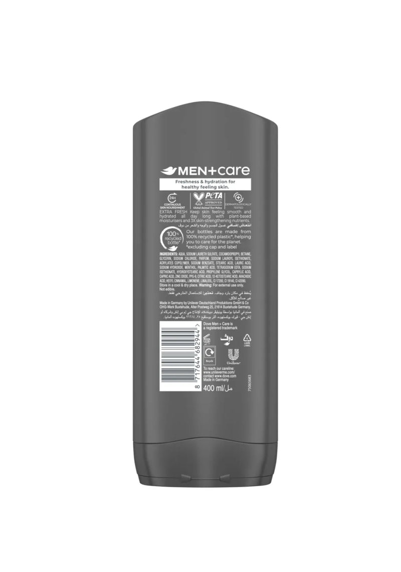 Dove Men+Care Refreshing Cleanser, Extra Fresh, 3in1, for Clean Face, Body and Hair, with 24H Nourishing Micromoisture Technology, 250ml