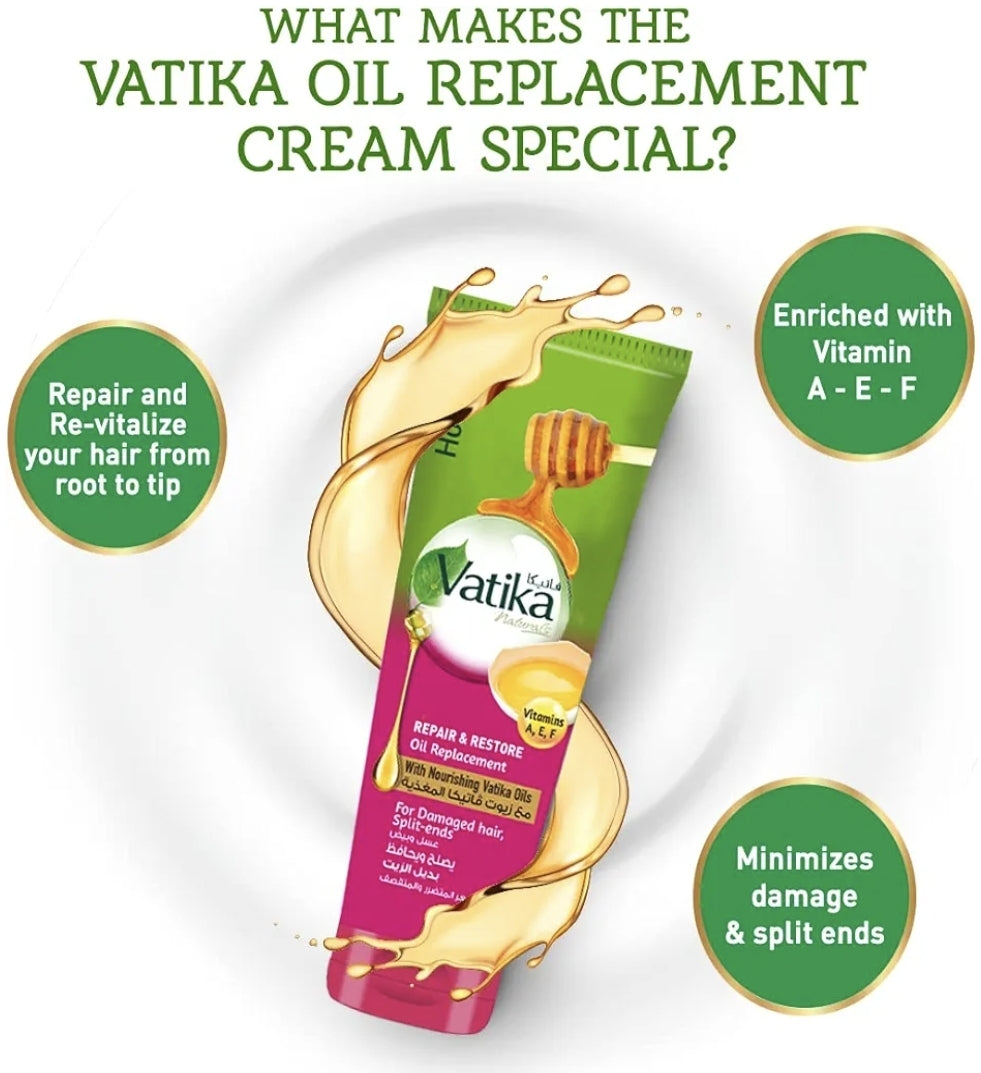 Vatika Naturals Repair & Restore Oil Replacement 300 ml | Honey & Egg | Non-Sticky & Non-Greasy | For Damaged & Dull Hair