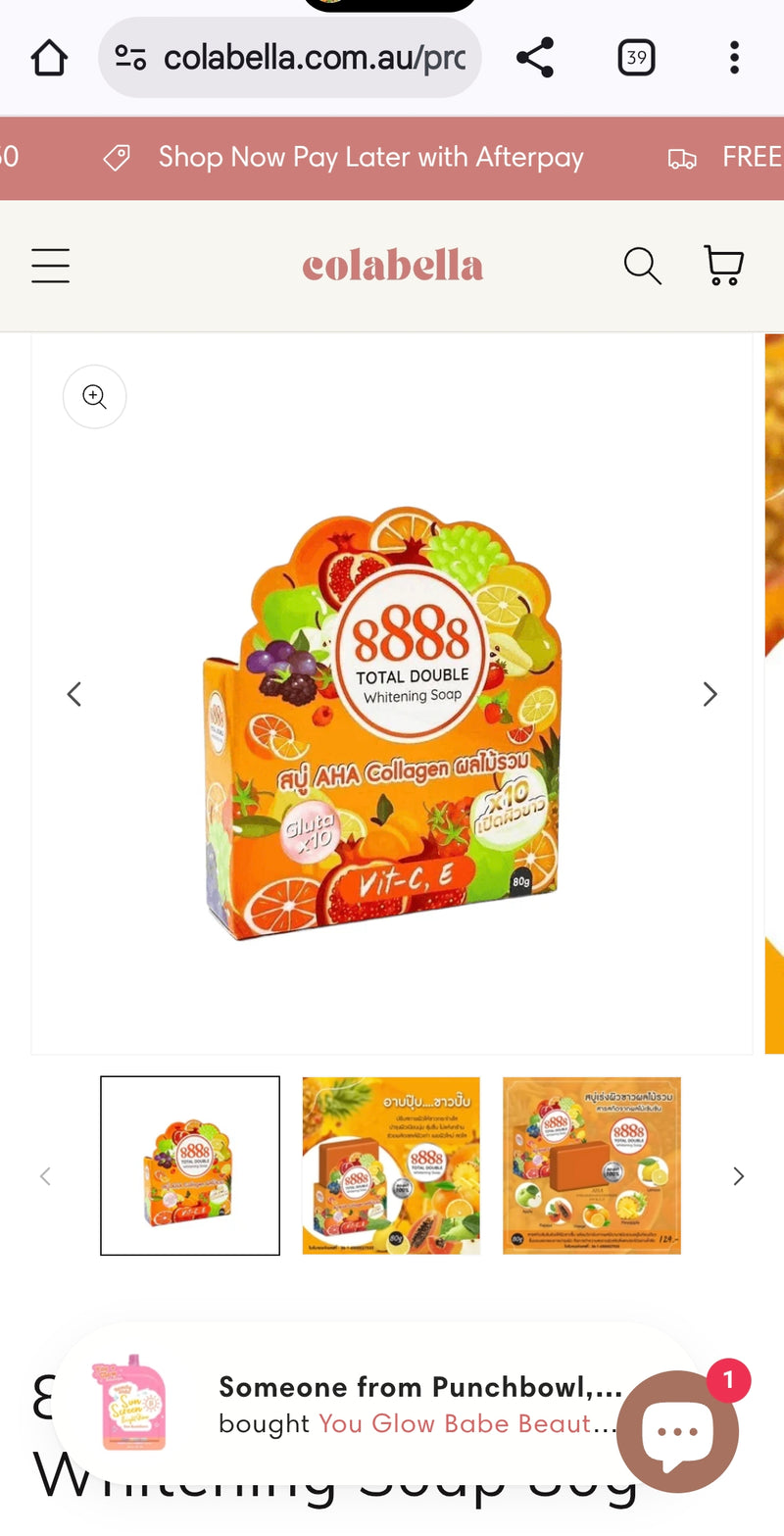 8888 Total Double Body Lotion (AHA, Collagen, Glutathione & VIT B,C,E) SPF35 PA+++ 350m