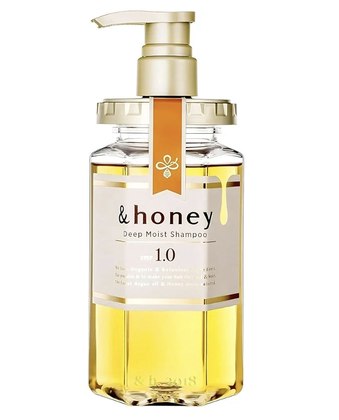 &honey Deep Moist Hair Shampoo Step1.0 (Moist Wash) Pump 440 ml - Peony Honey Scent (Green Tea Set)