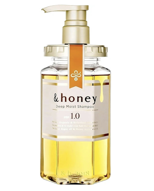 &honey Deep Moist Hair Shampoo Step1.0 (Moist Wash) Pump 440 ml - Peony Honey Scent (Green Tea Set)